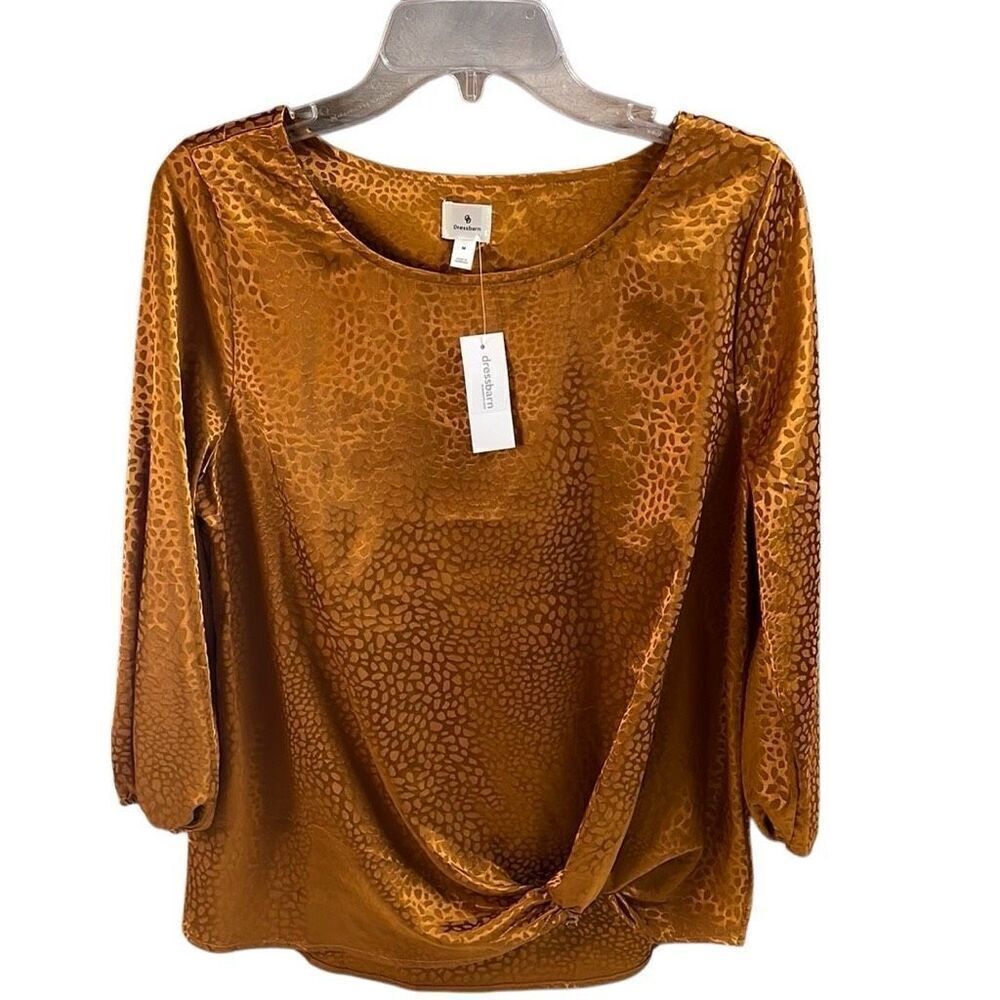 NWT DRESSBARN Women’s Dress Blouse Ruched Gathered Frint Silky Feel Size Medium